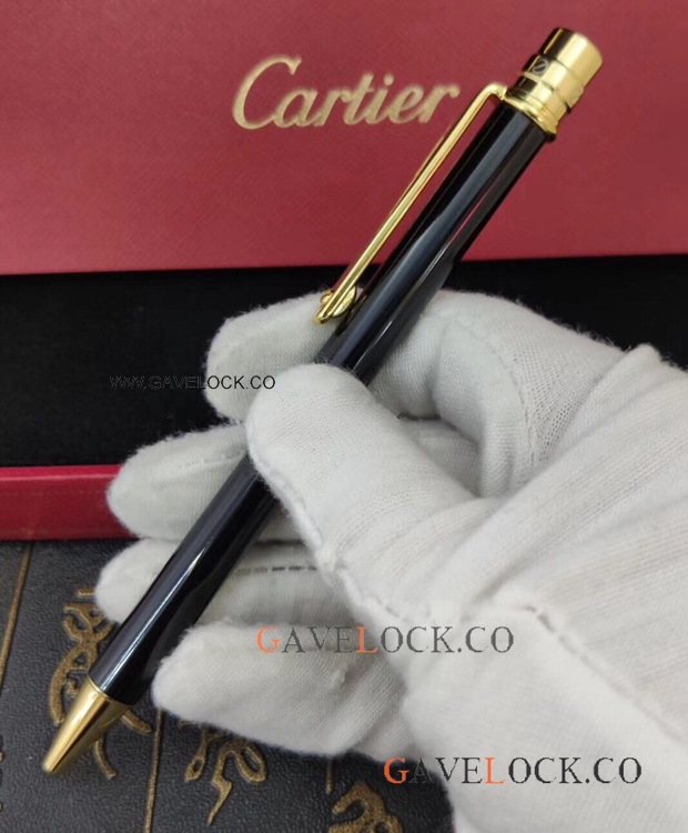 Low Price Cartier Santos de Ballpoint Pen Black Gold